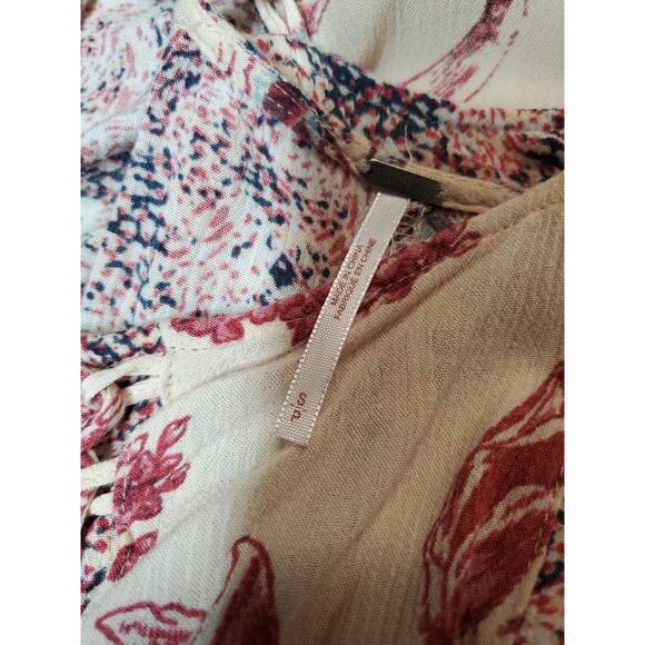 Free People Romper Womens Small Trapeze Bohemian Rayon Strappy Back Lace Up Side - Picture 9 of 12